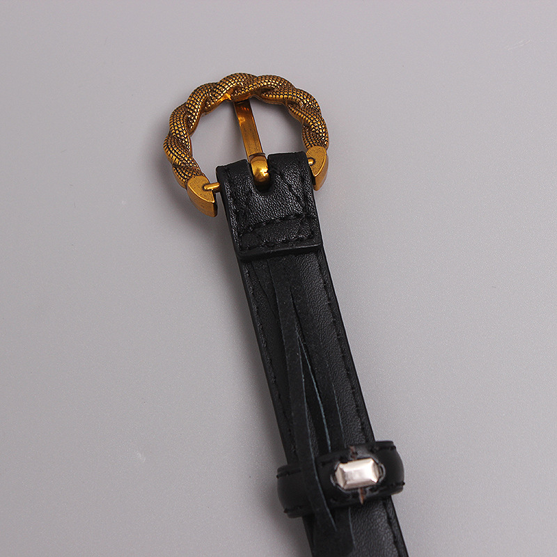 Niche design women's belt twist buckle belt girdle retro fashion simple matching pants and skirt trendy_voghion.com