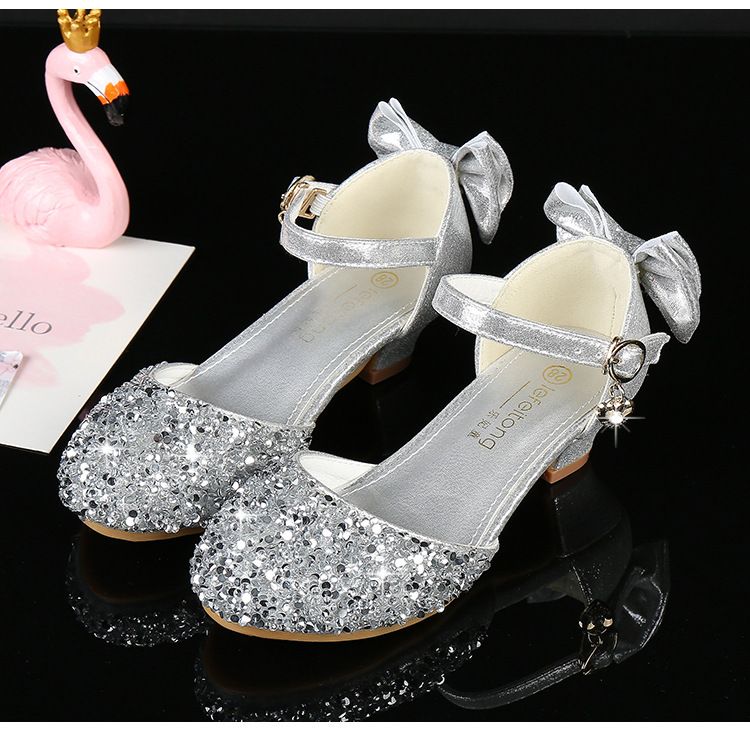 Mädchen High Heels Kleine Prinzessin Leistung Leder Schuhe Silber Kinder Passenden Kleid Mittleren Und Großen Kindern Catwalk Bühne Kristall Schuhe_voghion.com