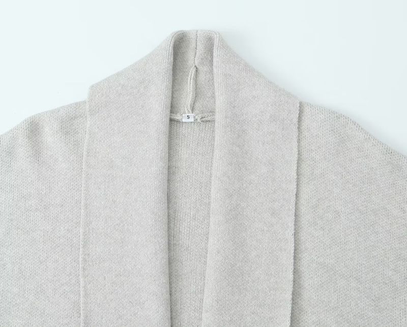 Cardigan in lana da donna, a maniche lunghe, aperto sul davanti, in maglia, vestibilità ampia, casual, moda autunno inverno_voghion.com