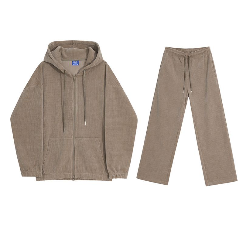 2025 MYQ Herbst und Winter Casual Sportanzug Herren Loose Hooded Cardigan Sweatshirt, Hängende gerade Bein lange Hose e795_voghion.com