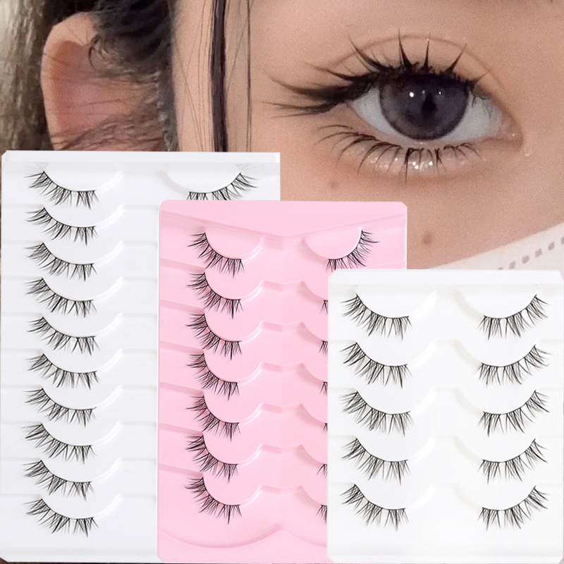 Pairs Natural 5/7/10 Short False Eyelashes Manga Lashes 3d Faux Mink Eyelashes Soft Winged Natural Realist_voghion.com
