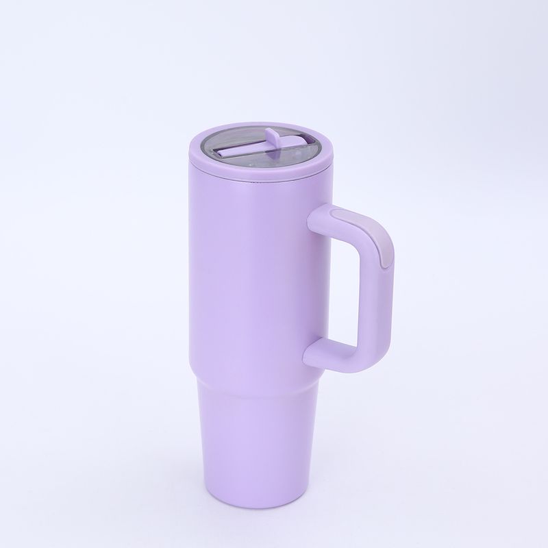 Gobelet isotherme portable de 887 ml (30 oz) avec bec verseur, paille et poignée de voyage, en acier inoxydable, grande capacité, pour voiture._voghion.com