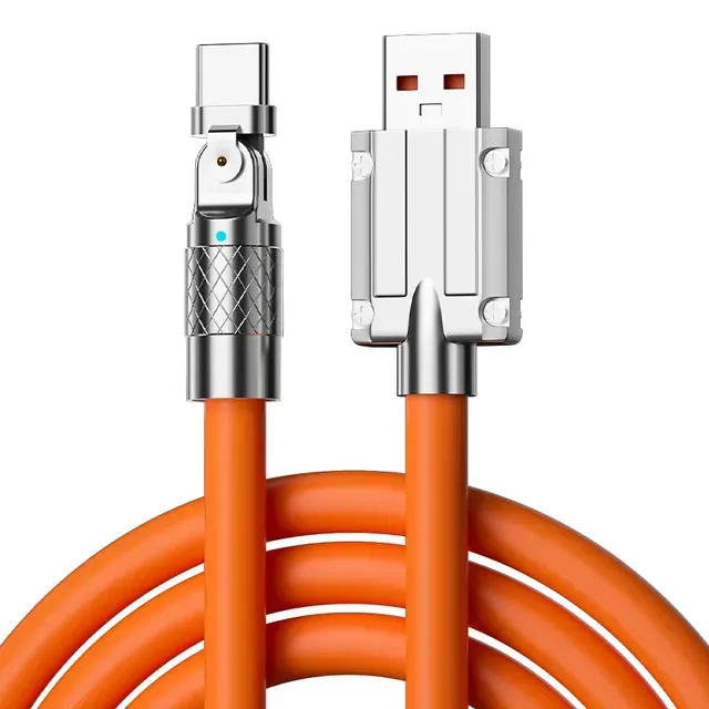 120W 7A ātras uzlādes USB C tipa kabelis 180 grādu rotācijas elkoņa kabelis spēlēm Xiaomi Redmi Honor tālruņa lādētājam USB C kabelis_voghion.com