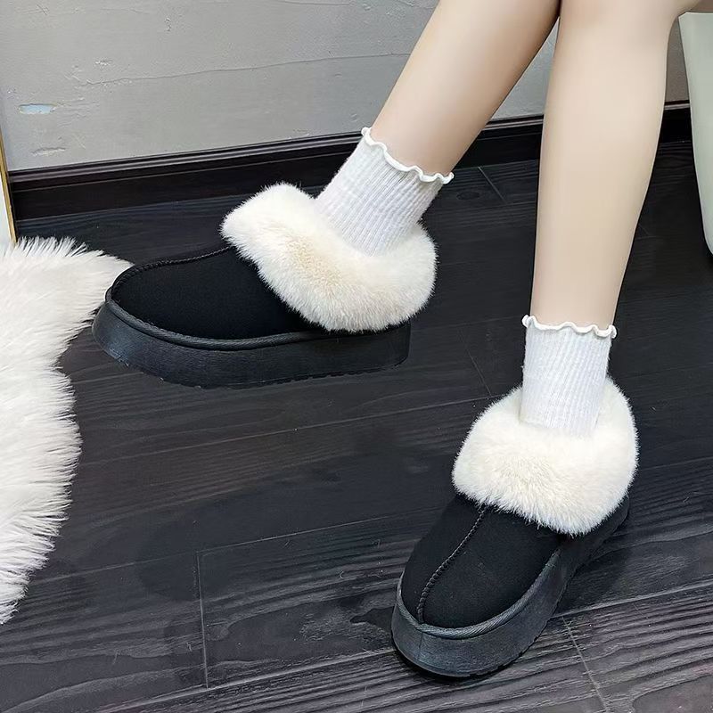 Platform Thick-Soled Snow Boots Height Increasing Warm Fleece-Lined Shoes Winter Indoor Women's Cotton Slippers_voghion.com