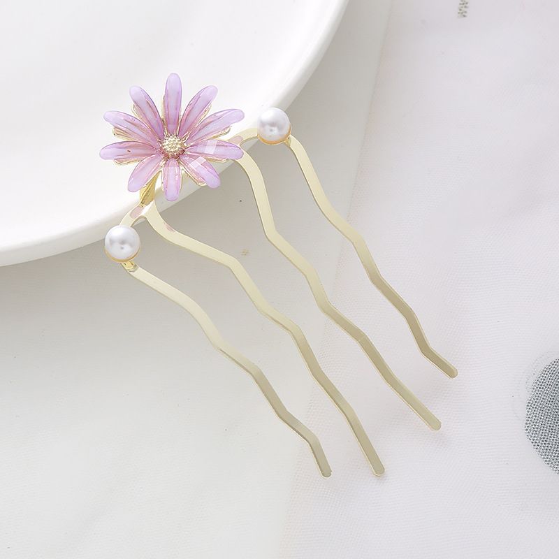 Legierung Kristall eingelegt Diamant Fünf-Zahn-Einsatz Kamm Damen Zubehör Hinterkopf Dutt Haarspange Ornament_voghion.com