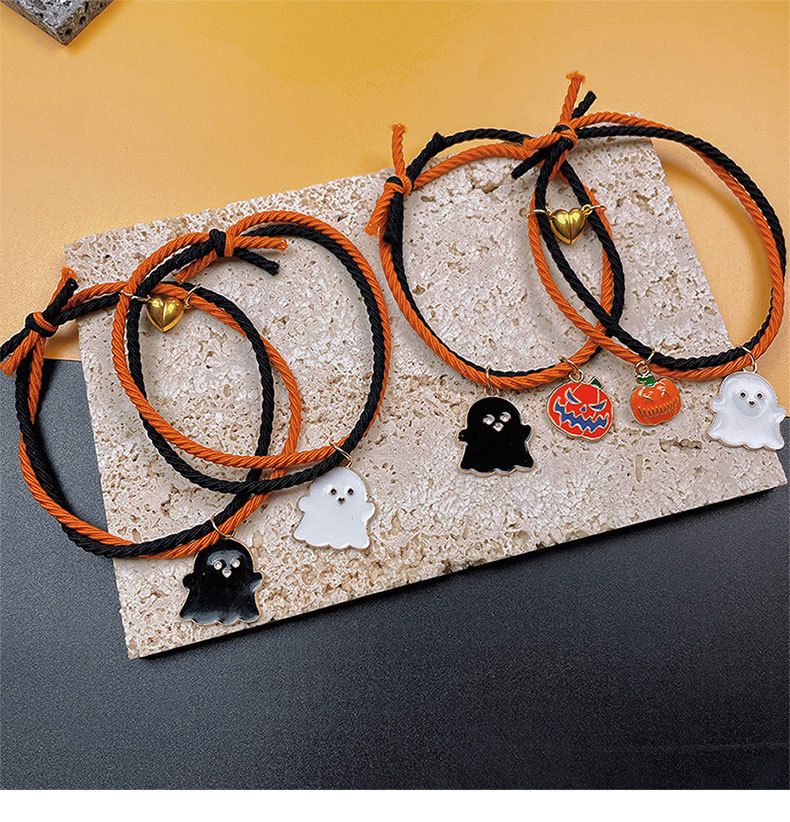 Het försäljning nya Halloween armband tecknad pumpa spöke hand med kärlek hjärta magnetisk par set hand rep_voghion.com