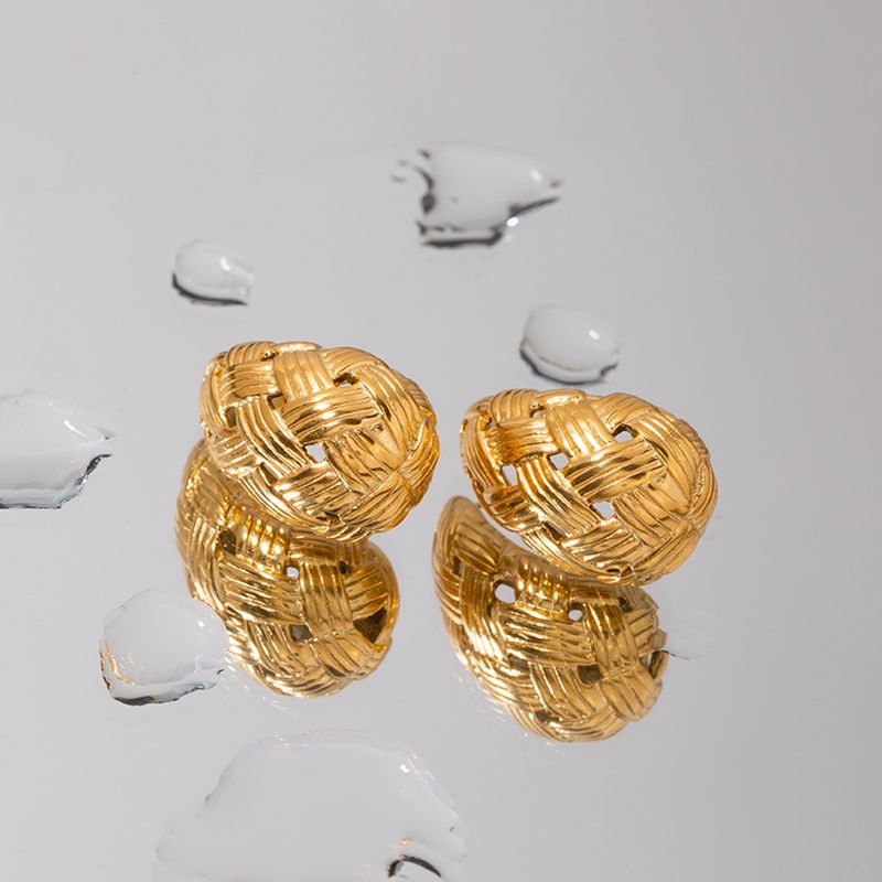 Orecchini pendenti in acciaio inossidabile intrecciato da donna, gioielli per le orecchie in acciaio al titanio e oro_voghion.com