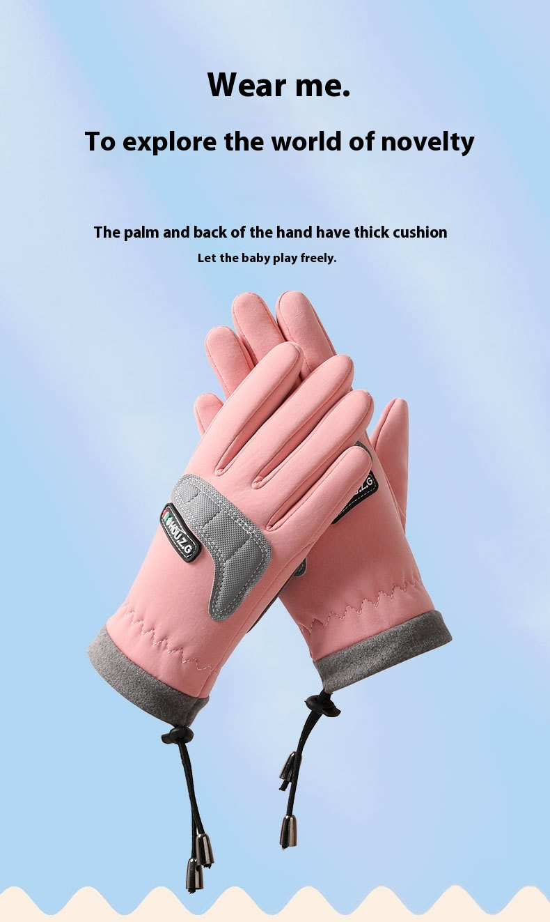 Children's Warm With Winter Veet, Anti Slip Protection, Windproof, Outdoor Cycg, Student Roller Skating Sports Gloves_voghion.com