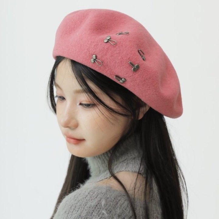 2025 Women's Beret With Metallic Hook Trim Stylish And Versatile_voghion.com