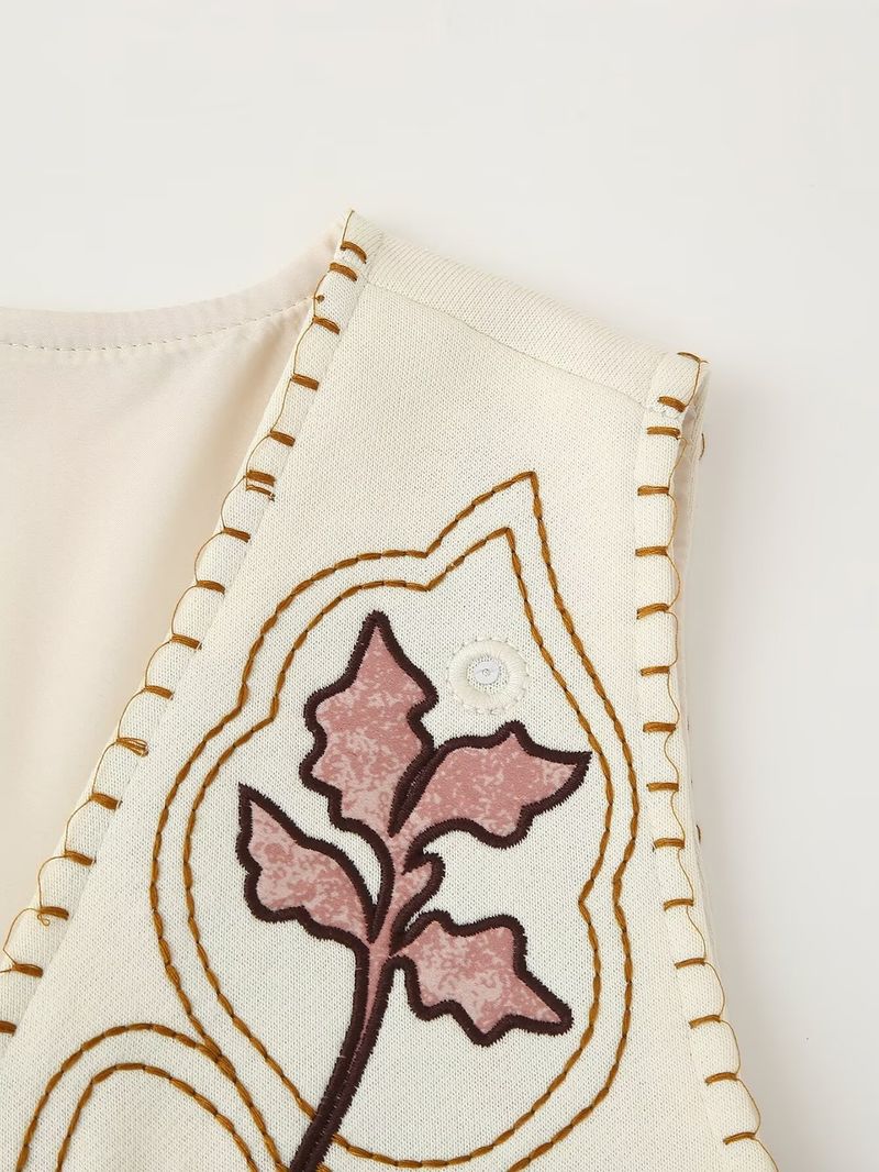 Abbigliamento donna 2024 autunno e inverno nuova moda gilet ricamato con scollo a V_voghion.com