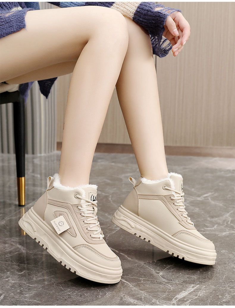 RD7343 Nuovo 2024 Autunno/Inverno Edizione Coreana Veet Stivali da Neve Donna Medio Top Color Block Altezza Aumentante Casual_voghion.com