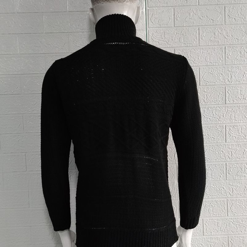 Herrenbekleidung Herrenbekleidung 2024 Herbst und Winter Neuer verdickter Rollkragenpullover Langarmpullover mit Lederschnalle_voghion.com