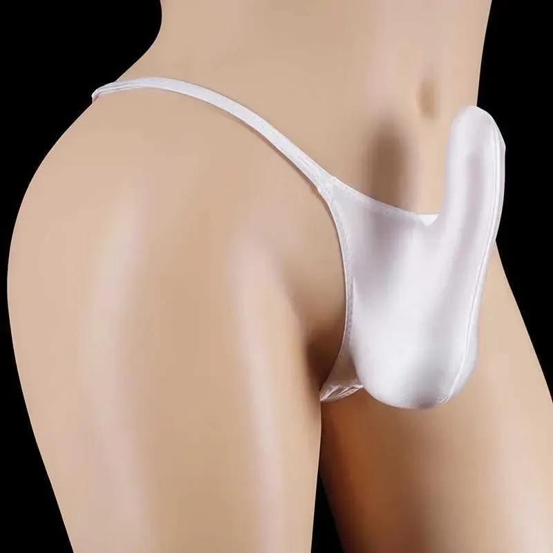 Slip de bain homme sexy et brillant, long, style gay, collection 2025, avec poche généreuse, effet brillant et huileux._voghion.com