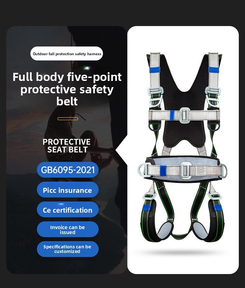 Elektriker-Set für Außenklimaanlagen: 5-Punkt-Doppelhaken für Arbeiten in großer Höhe, kompletter Sicherheitsgurt_voghion.com