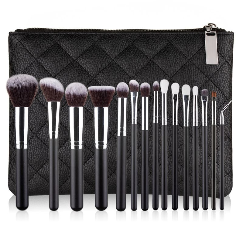 15 pcs. set Cangzhou eye shadow concealer wooden handle makeup brush with storage bag None_voghion.com