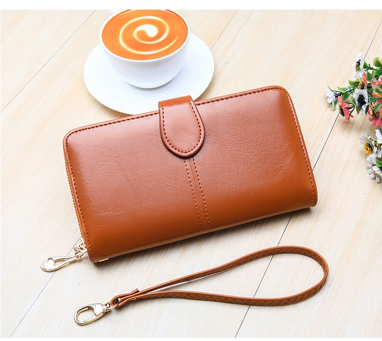 Explosive Damen Geldbörse 2024 Neuer Reißverschluss Ölwachs Leder Geldbörse Schnalle Handytasche Ölleder Neue PU Clutch_voghion.com