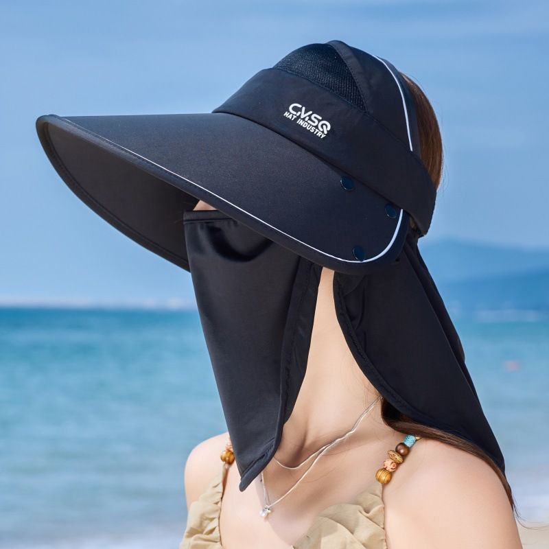 Été pour femmes cyclisme en plein air coupe-vent soleil large bord protection UV visage complet cou garde châle masque chapeau_voghion.com