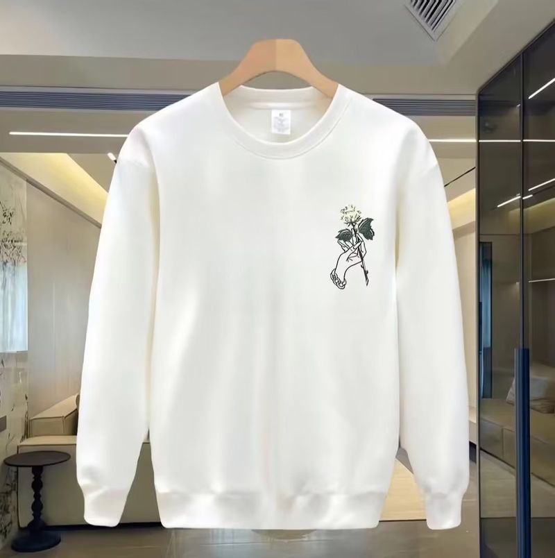 Herrenbekleidung Crewneck Sweat Herren Loose Design Sense Smiley Print Retro Instagram Style Modisches Markenoberteil für Frühling und Herbst_voghion.com