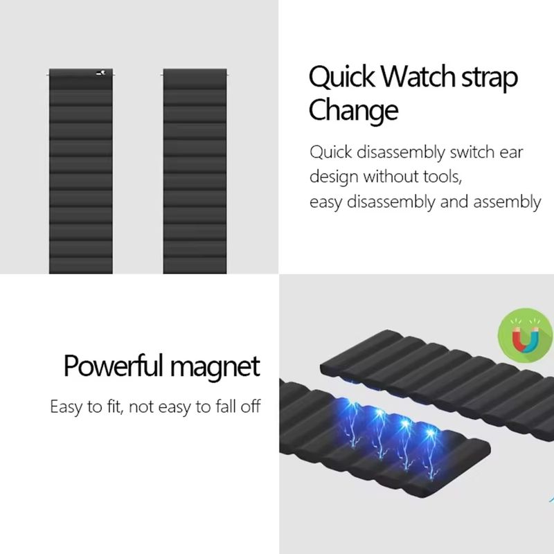 Magnetisches Silikonarmband für Xiaomi Band 9/8, Sport-Loop-Armband, weiches Armband für Xiaomi Miband9, Miband8, Smartband-Zubehör_voghion.com