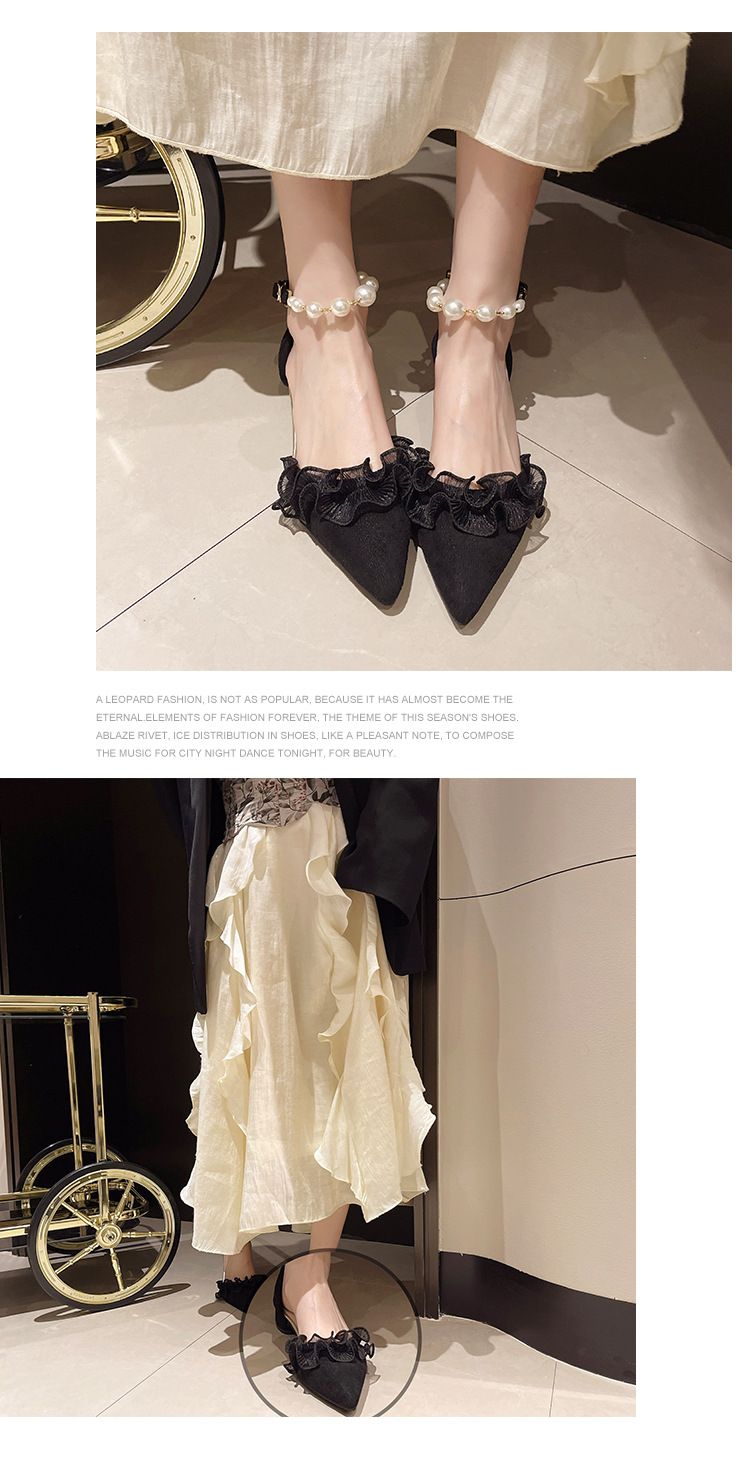 Spitze Einzelschuhe Damen Design Sense Nische Frühling und Sommer Abendbrise Sanfte Schuhe Mittlerer Absatz Französische Taschenkopfsandalen_voghion.com