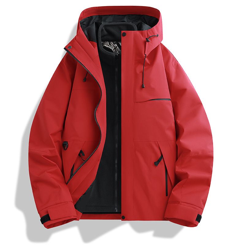 Giacca da trekking con cappuccio, unisex, antivento, impermeabile, fodera staccabile, 3 in 1, autunno inverno_voghion.com
