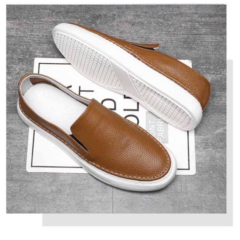 Unbeatable Quality Men's 2025 New Board Trendy One Step Lazy Le Fu Comfortable Leather Casual Shoes_voghion.com
