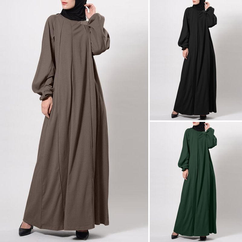 Damenbekleidung Neuankömmling Lässige Lockere Robe Islamisches Muslimisches Kleid Einfarbige Robe Elegante Robe_voghion.com