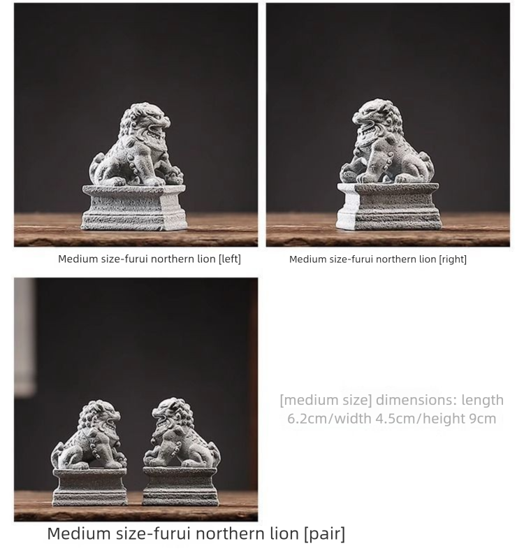 New Stone Carving Lion Pair Cement Chinese Style Creative Fish Tank Bonsai Landscape Decoration Ornament_voghion.com