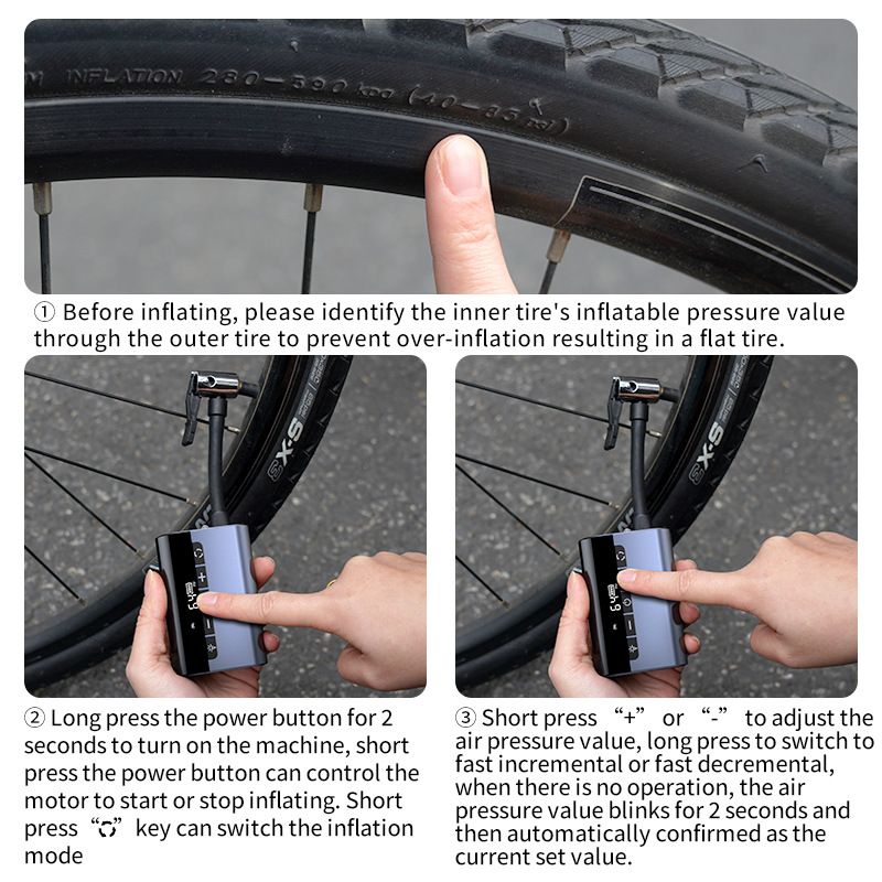 Pompa per bicicletta portatile, gonfiatore wireless per pneumatici da 120 PSI_voghion.com