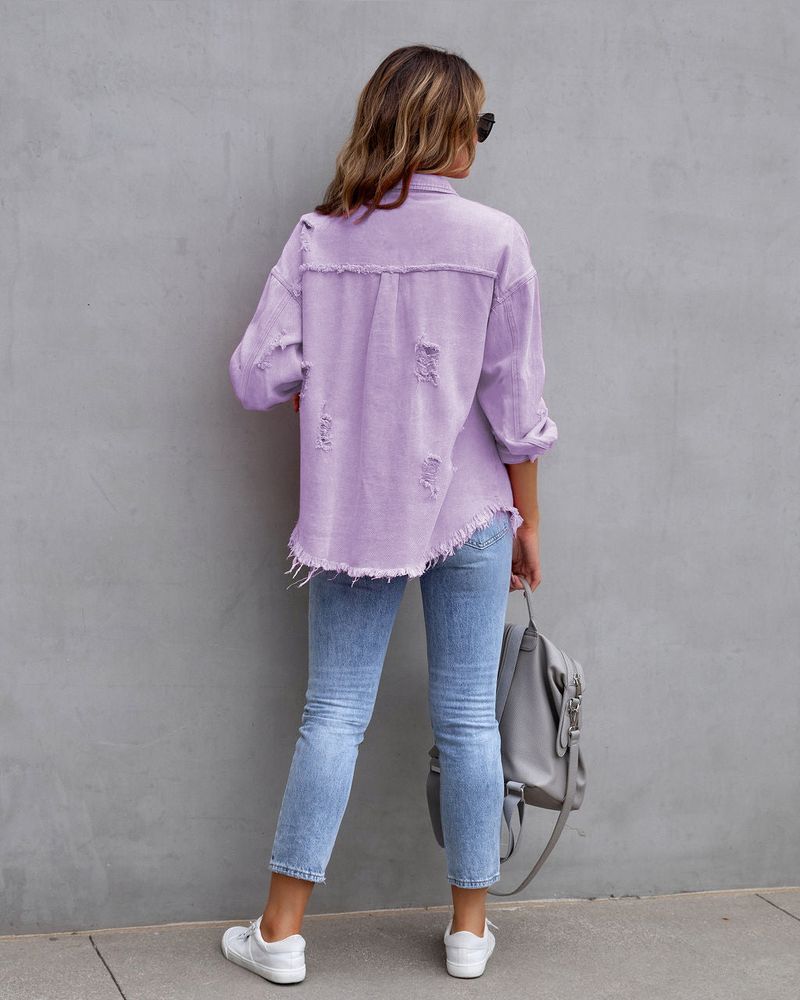 Distressed-Jeansjacke für Damen – Slim Fit, bequemer und stylischer Freizeitmantel mit Vintage-Waschung_voghion.com