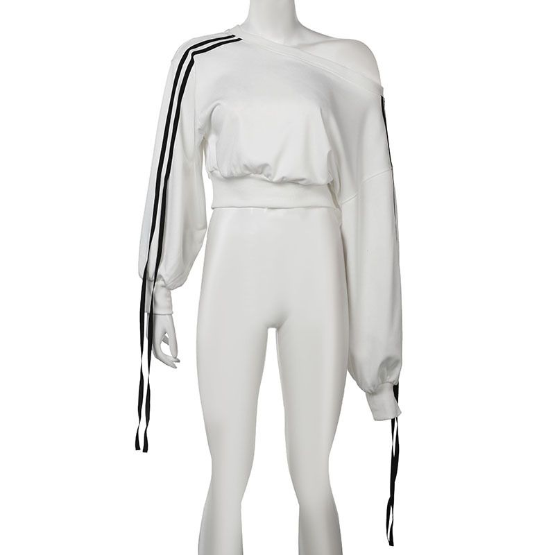 Moda Casual Autunno Inverno Sportivo Due Pezzi Set Maglione Felpa con Nastro Vita Alta Pantaloni Lunghi Larghi 2024_voghion.com