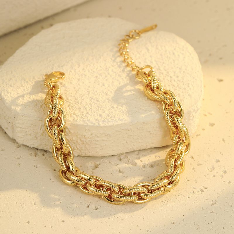 Punk Interlocking Stainless Steel Non Fading Thick Bracelet Fashionable Personality All Match Hand Jewelry_voghion.com