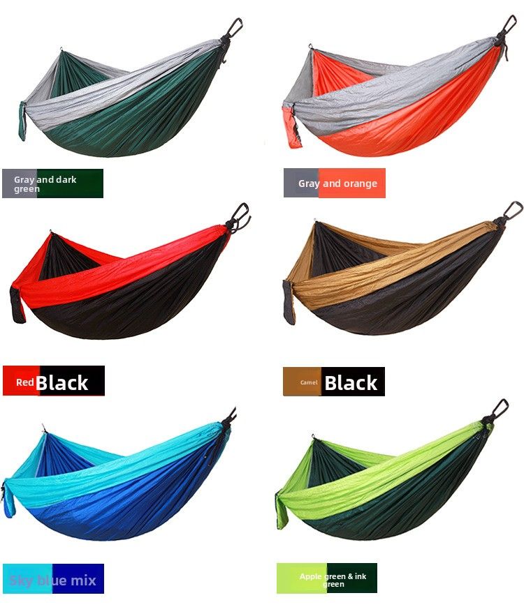 Outdoor Nylon Parachute Fabric Hammock Single Double Camping Cycling Indoor Leisure Swing Hanging Chair Shi Yi_voghion.com