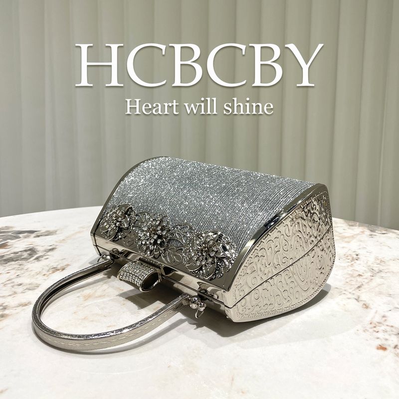Borsa da sera di lusso con glitter argento - Elegante borsa da donna per matrimoni ed eventi formali_voghion.com