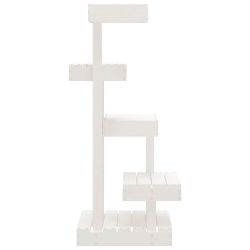 Cat Tree White 17.9"x19.3"x40.6" Solid Wood Pine_voghion.com