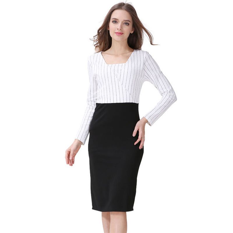 Vent printemps et automne col en v rayure verticale vêtements pour femmes enceintes post-partum à manches longues allaitement coupe ajustée_voghion.com