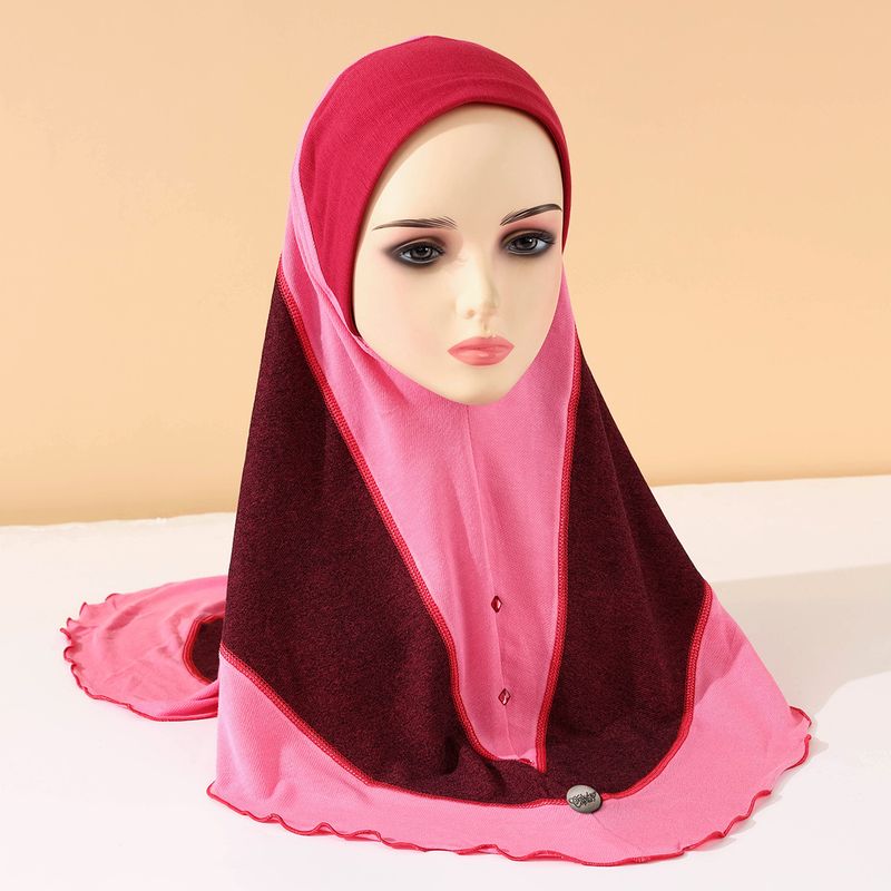Women's Hijab summer new headscarf denim contrast color stitching style pullover headscarf ladies headscarf_voghion.com