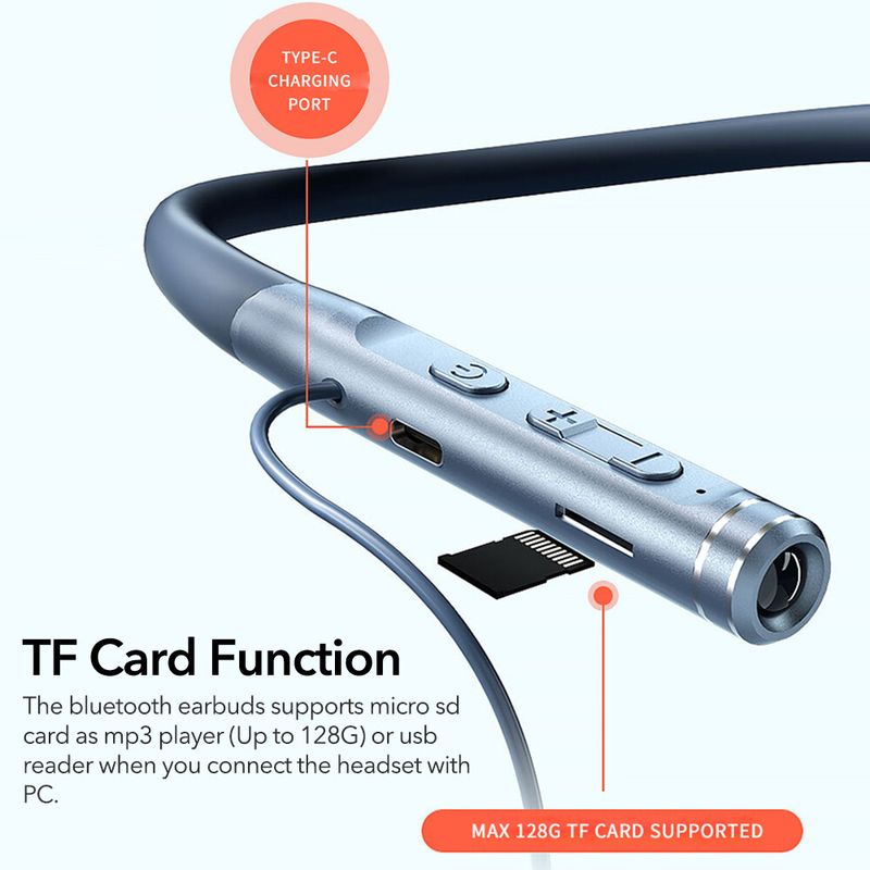 Cuffie auricolari magnetiche Bluetooth 5.2 wireless con archetto da collo, cuffie vivavoce_voghion.com