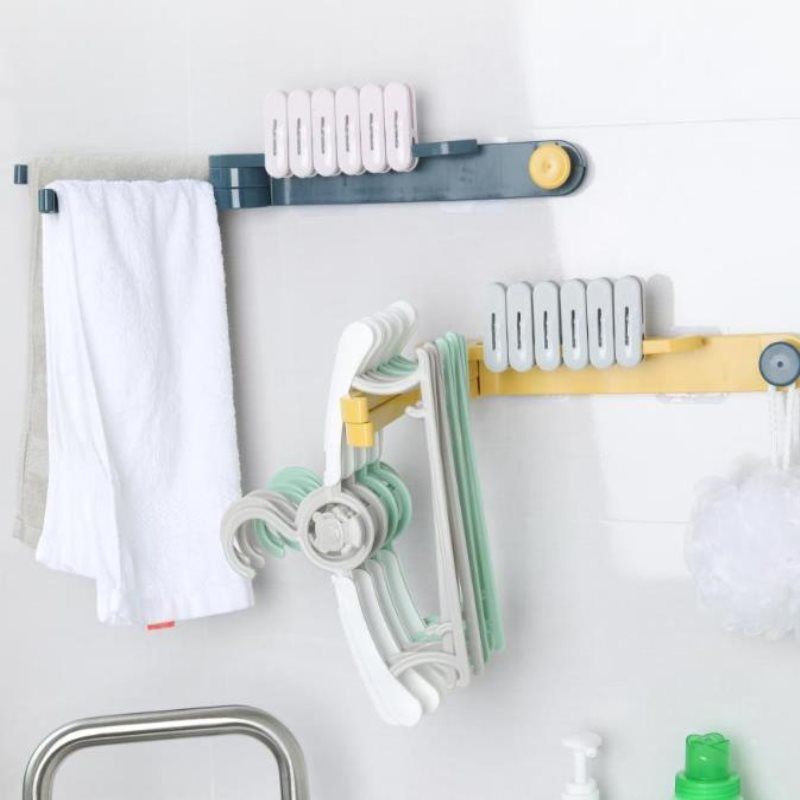 Nauja plastikinių rankšluosčių laikymo sulankstoma kabykla Balkono apdaila Sandėliavimo lentyna Kablys Džiovinimo lentyna laikymo lentyna_voghion.com