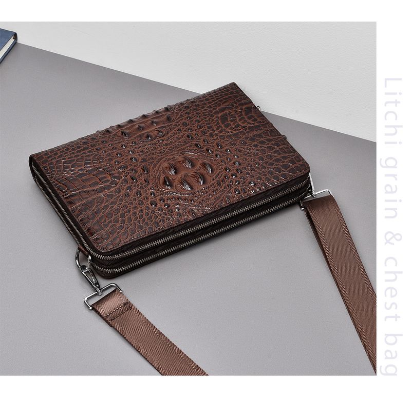 Men's Crocodile Pattern Leather Messenger Bag - Large Capacity Business & Casual Crossbody Bag Multi-Functional Designer Handbag_voghion.com