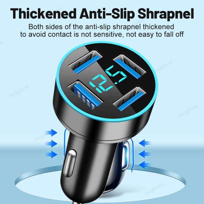 4-port USB 4.8A car charger LED fast charging quick charging 3.0 USB car charger adapter suitable for iPhone 14 Samsung_voghion.com