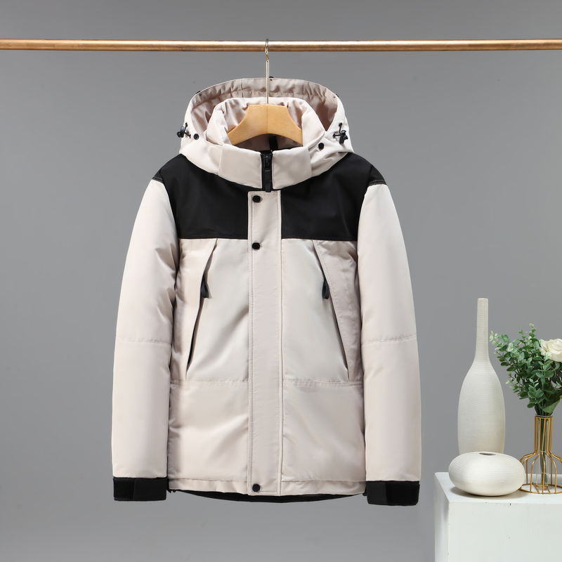 Giacca da uomo in cotone e seta resistente al freddo con collo in pelliccia di procione, tecnologia ispessita, antigraffio, giacca in cotone di alta qualità_voghion.com