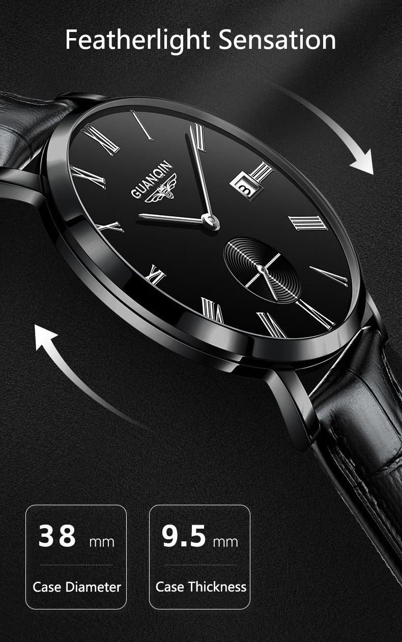GUANQIN Men Watch Luxury Original Automatic Mechanical Minimalist Ultra-Thin & Lightweight Business Leisure Waterproof Watches_voghion.com