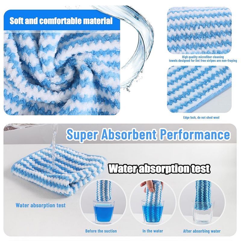 Mikrofaser-Reinigungstuch, samtweiches, verdicktes Geschirrtuch, hoch saugfähig, scheuernd, Küchenwaschlappen, Haushaltsreinigungstücher_voghion.com