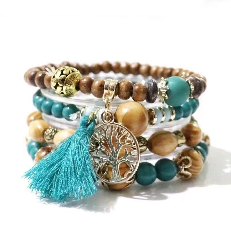 Ins Style Ethnic Bracelet Simple Forest Series Wooden Beads Bohemian Unisex Travel Photo Jewelry_voghion.com