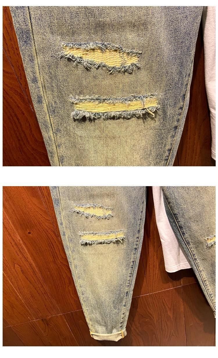 Herrenbekleidung Lässige Jeans Trendy Nostalgisches Retro-Design mit zerrissenen Patchnähten Lockere, konische Haremshose_voghion.com