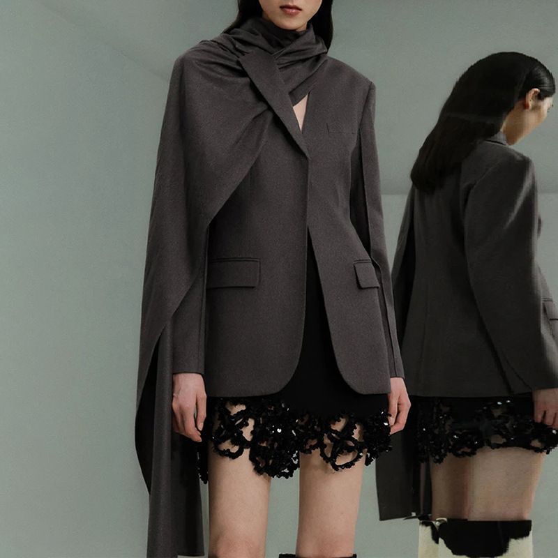 2025s High End Mini For Women In The Spring Of 2025, Personalized Versatile, Featuring A French Shawl Design, Long Sleeved_voghion.com