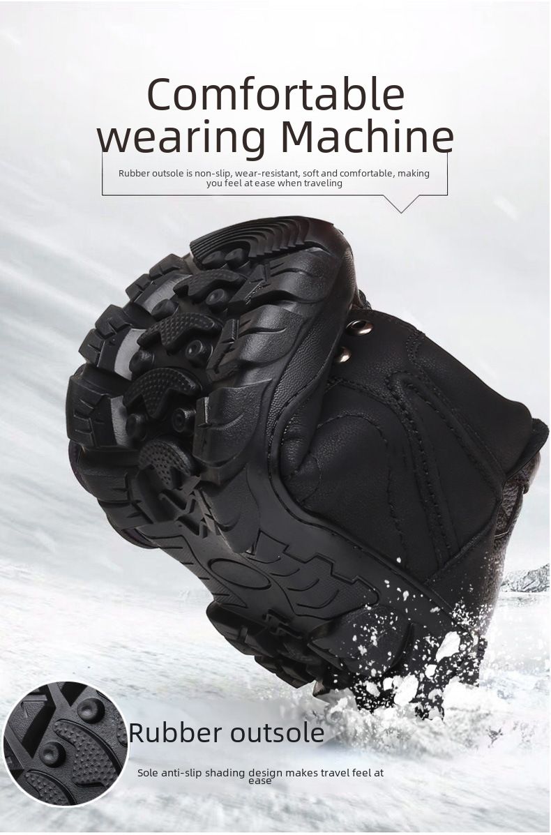 Herrenschuhe Baumwollschuhe Herrenpelzschuhe Wollwinter Fleece-gefütterte warme verdickte High-Top Anti-Rutsch-Schneestiefel für Herren im Nordosten_voghion.com