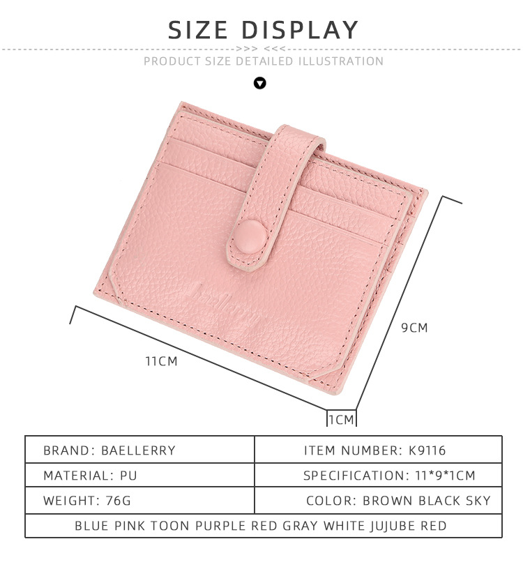 Bolsa de coleta Baellerry com fivela, porta-cartão de carteira de motorista, padrão lichia, compartimento para vários cartões, capa de coleta de couro de primeira camada_voghion.com