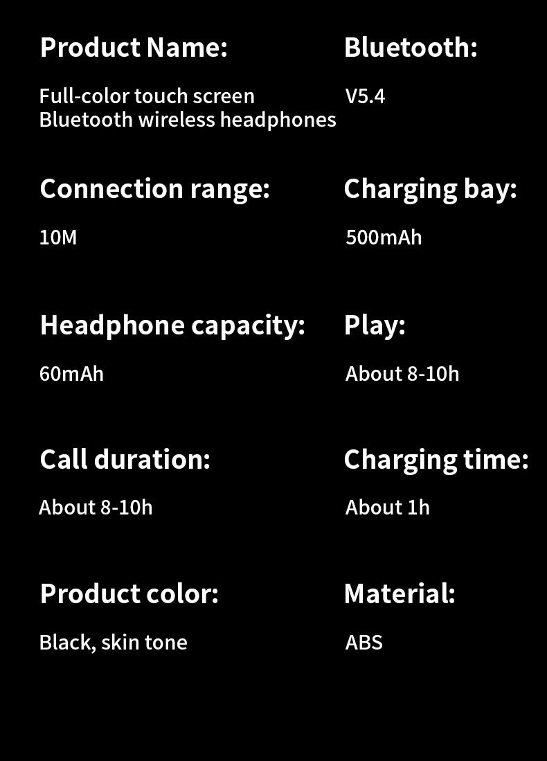 Auriculares inalámbricos A16 con pantalla táctil LED y reducción de ruido_voghion.com